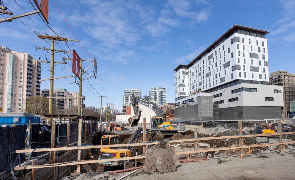 Construction on Cook Street and Yates Street in April. DARREN STONE, TIMES COLONIST