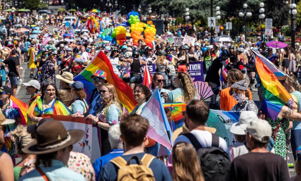 Last year’s Victoria Pride Parade at Government  and Belleville streets. DARREN STONE, TIMES COLONIST