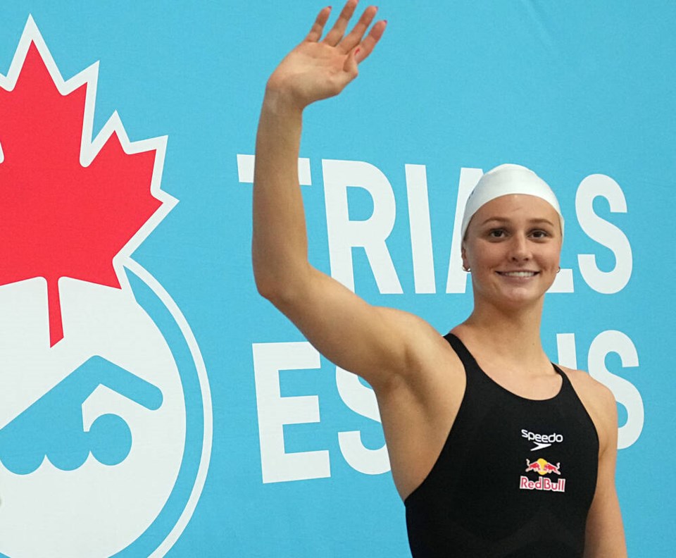 Summer McIntosh competes at Saanich Commonwealth Place last month. ADRIAN LAM, TIMES COLONIST