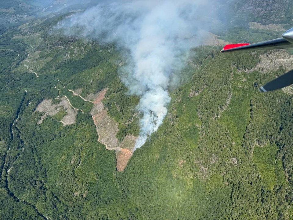 A 5.8-hectare fire about 19 kilometres northeast of Port Renfrew near Harris Creek is now deemed to be under control. VIA BC WILDFIRE SERVICE