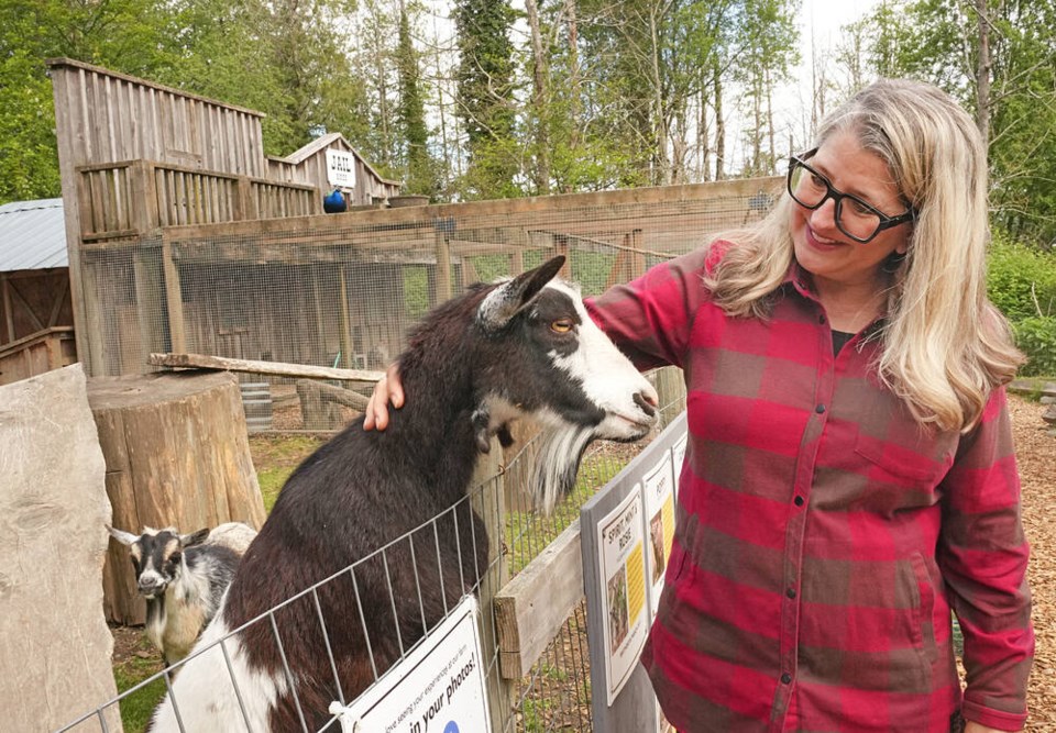 Lana Popham with a goat