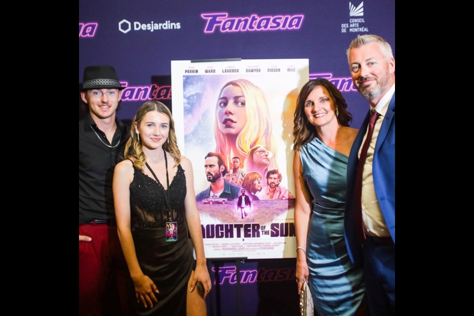 The Perkin family at thepremiere for Daughter of the Son: (l-r)  Foster (brother), Nyah, and their parents Meagan and Scott Perkin.