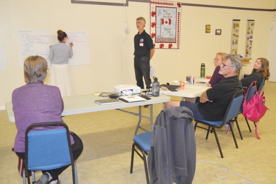Christine Chilton, Community Relations Manager for Nature Conservancy of Canada, makes notes as participants share feedback, perspectives and ideas during the Southwest Manitoba Priority Places Workshop at the Virden Lions Hall on Aug. 30.  