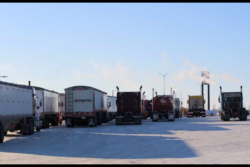 On Jan. 25, at Virden Co-op gas cardlock trucks are fueled and waiting to join the eastward bound Freedom Convoy. Since that time the Manitoba legislature has also been a gathering place for those who support the protest against mandates. 