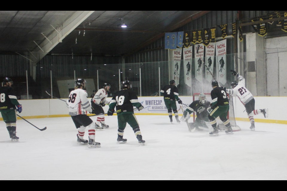 Dillin Stonehouse scores C-Hawks second goal in the 2nd period.