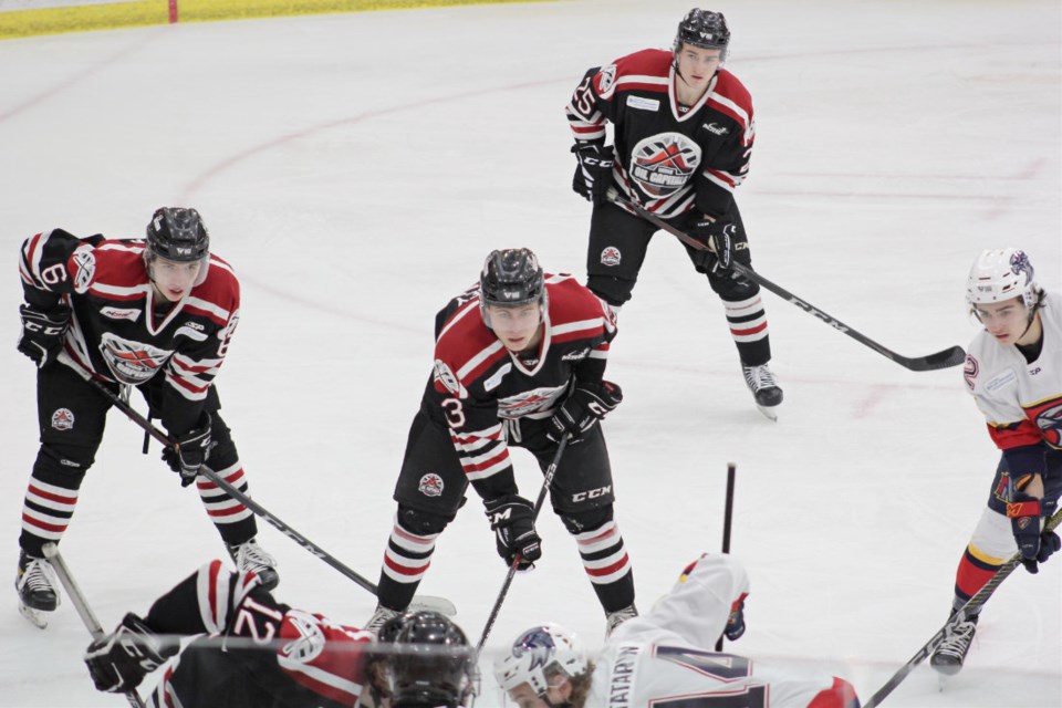 Oil Capitals engage Niverville Nighthawks on home ice last weekend.