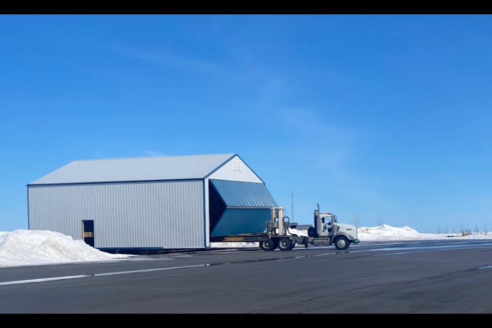 At Virden regional airport in early March this and other hangars are being moved from the north side of the runway to another location on airport property.