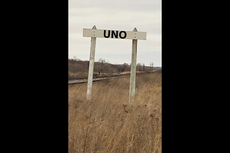 This sign marks the spot for a view of UNO trestle bridge.