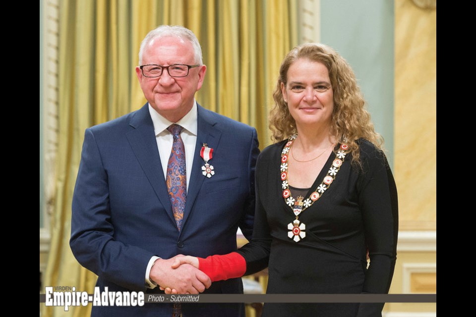 The Governor General’s Order of Canada award is presented to Kim McConnell in 2018 in Ottawa by Her Excellency the Right Honourable Julie Payette.