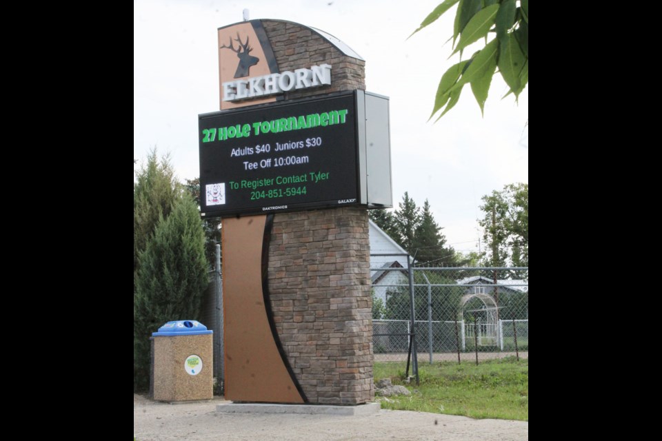 A new digital sign provides information for residents and visitors to the village of Elkhorn.