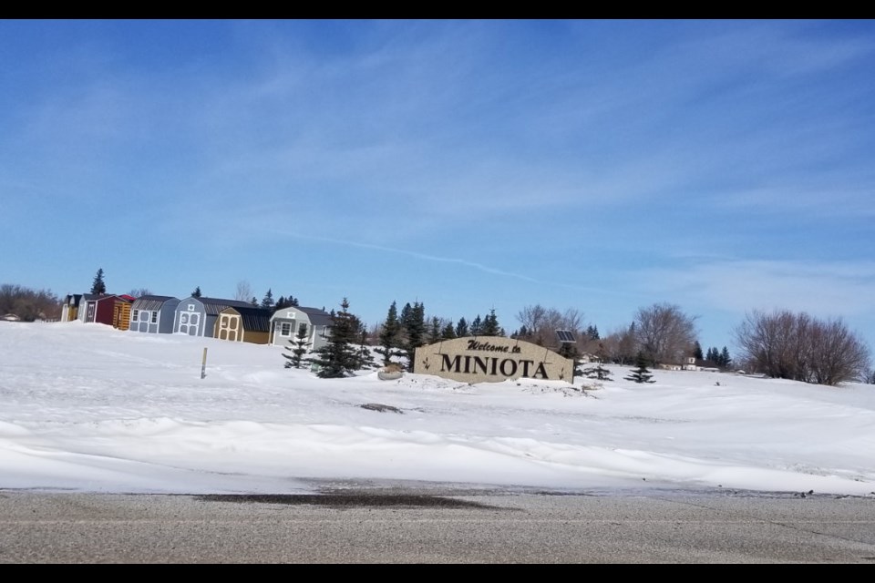 Miniota, at the crossroads of Hwy 83 N and Hwy 24.