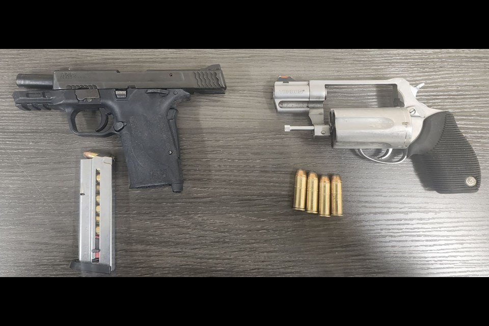 Handguns confiscated.