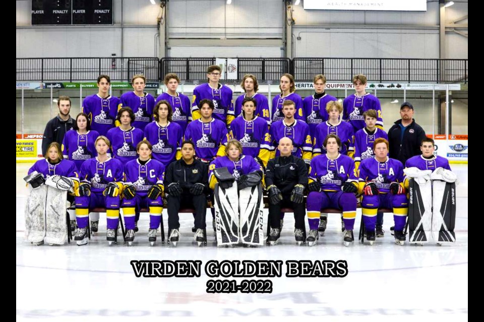Virden Collegiate Institute Bears hockey gives 23 players an opportunity to have fun and represent their school. “With 10 league games left the team is working hard to make the playoffs,” says Coach Mark Keown.
Coaches and support staff include: Head Coach - Mark Keown; Assistant Coaches - Jason Taylor, Jonathon Lansing, and Logan Roach; Support Staff include Shane Keown and Shane Price.
Team Captain is Sam Cosgrove. Assistant Captains are - Tyson Andrew, Christian Lansing and Dylan Heritage
