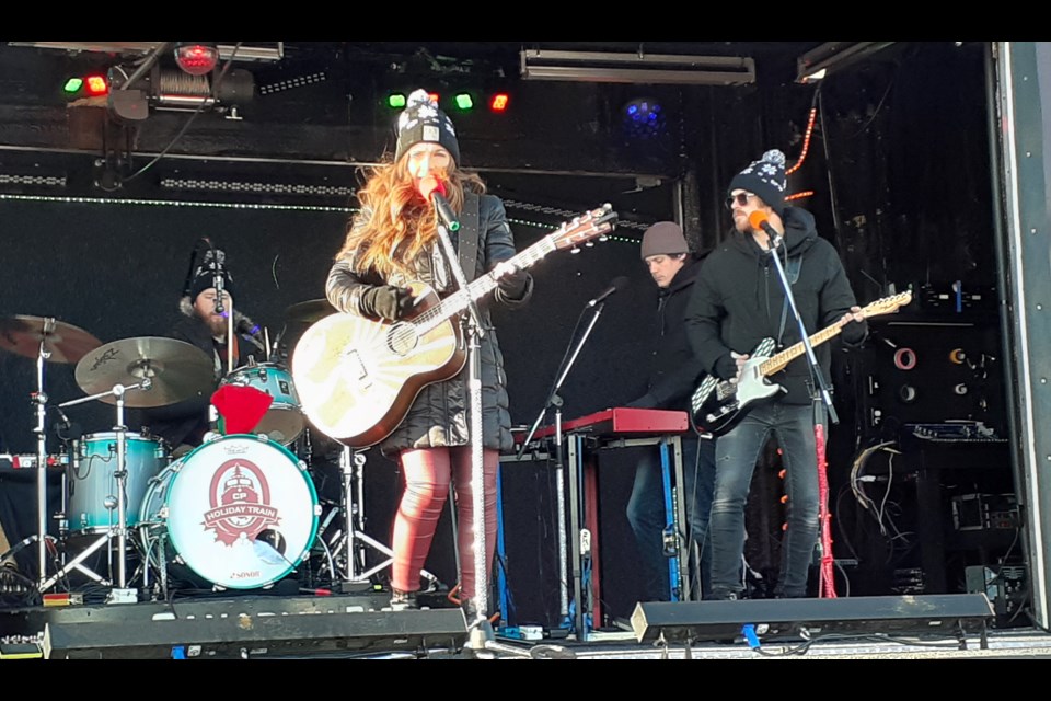 Tenille Townes and the house band on the CP Holliday Train stage, Dec. 5 in Virden.