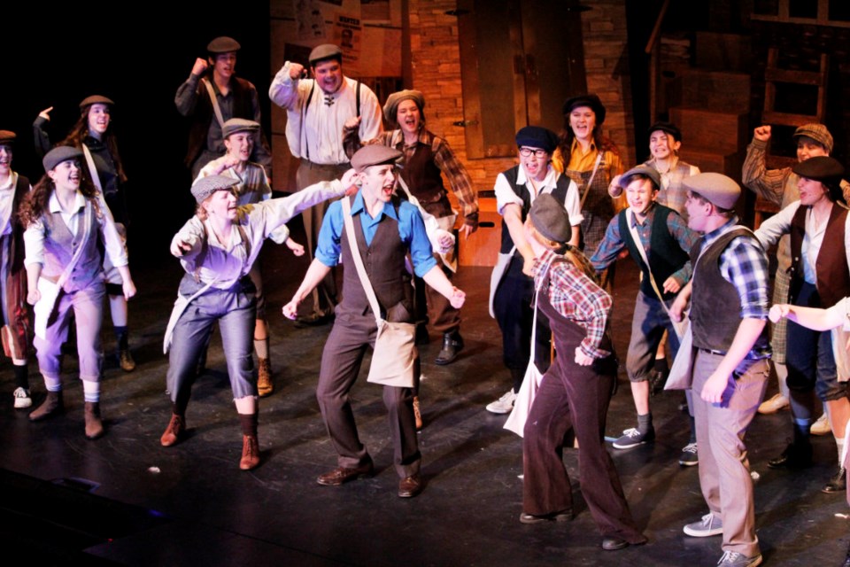 Jack Kelly (Dylan Southam) gets the newsies fired up for the strike.