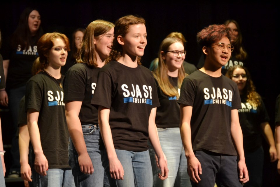 St. James-Assiniboia School District choir sings in Virden Aud Theatre on April 13.