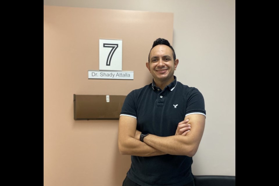 Dr. Shady Atalla at his office in the Virden Medical Clinic.