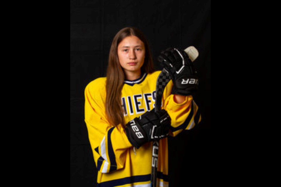 Kirby Gray in her Yellowhead Chiefs jersey.