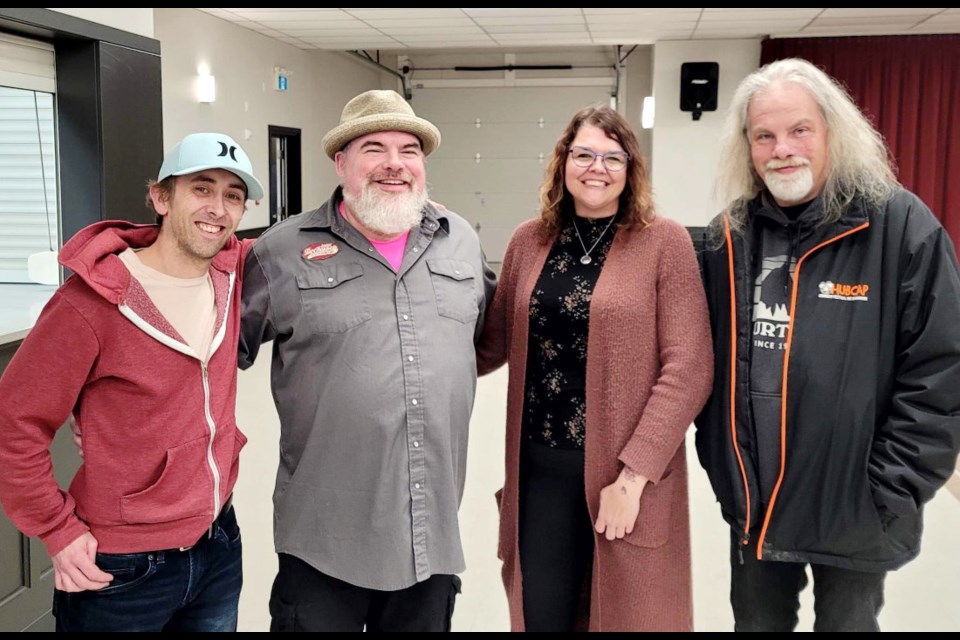 “Out of Our Minds” Mentell Health comedy performers Performers: (l-r) Ryan Pandolf, Big Daddy Tazz, Tim Nutt with Catherine Arnold (2nd from right).  Submitted