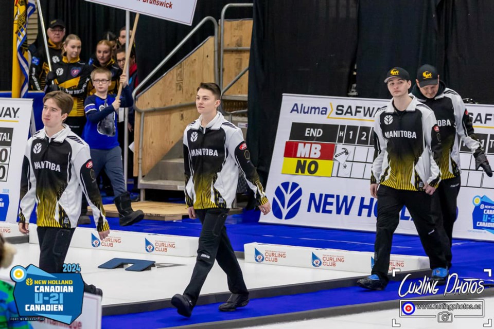 Team Freeman gets a win over Team Ontario 1  at the New Holland Canadian Juniors to next play Team Alberta 2. Photo/CurlingPhotos