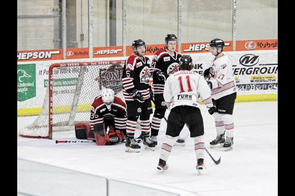 Oil Capitals defending their net against the Steelers.