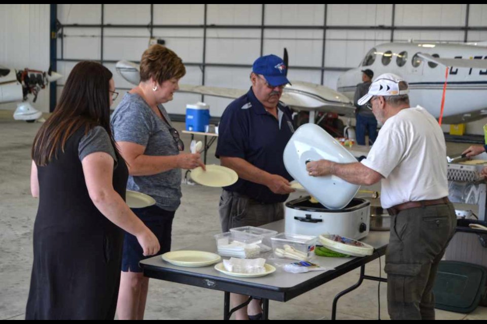  After a two-year absence due to COVID-19, the Virden Area Flying Club's Annual Fly-In Breakfast returned to the Virden Municipal Airport on Saturday, June 18. Dozens of people drove in, and some even flew in to enjoy a breakfast of pancakes, ham, eggs, toast and coffee with family and friends. 
