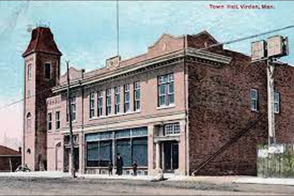 Historic view of Virden's town hall