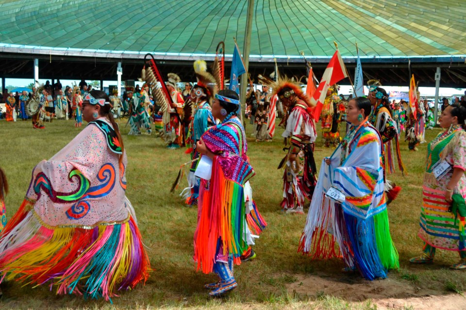  It was a kaleidoscope of colour as dancers in full regalia paraded during the Grand Entry of the 2022 Canupawakpa Dakota Nation Wacipi on Aug. 14.