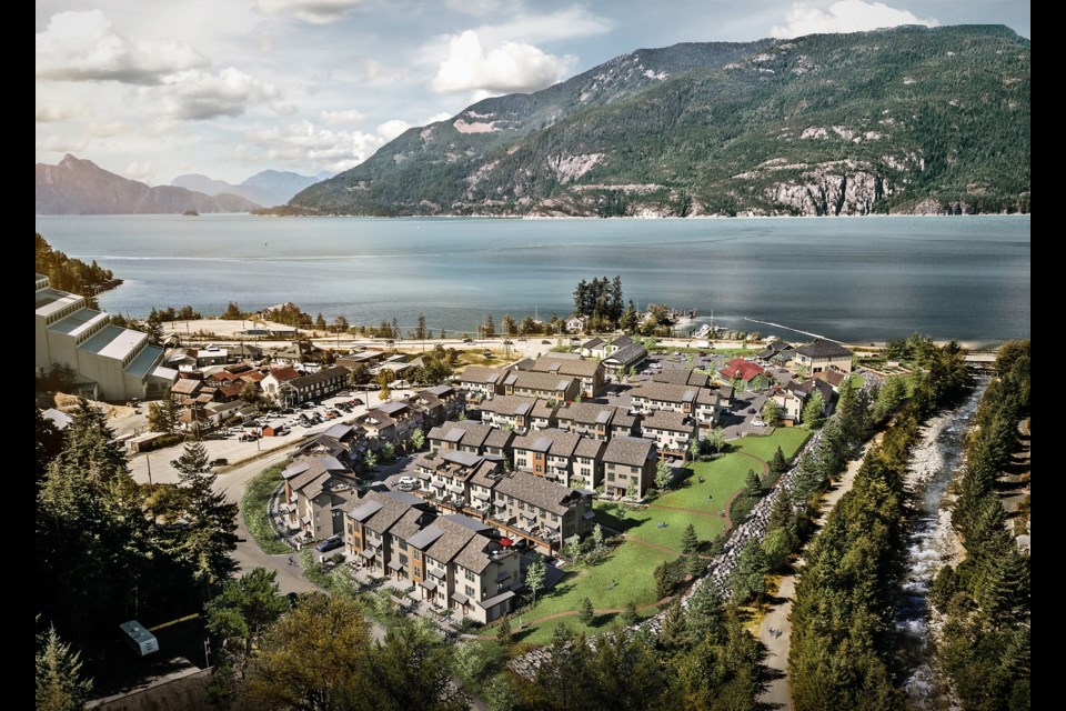 Rendering shows future of historic Britannia Beach on B.C.’s Sea-to-Sky highway. | Adera Development Corp.

