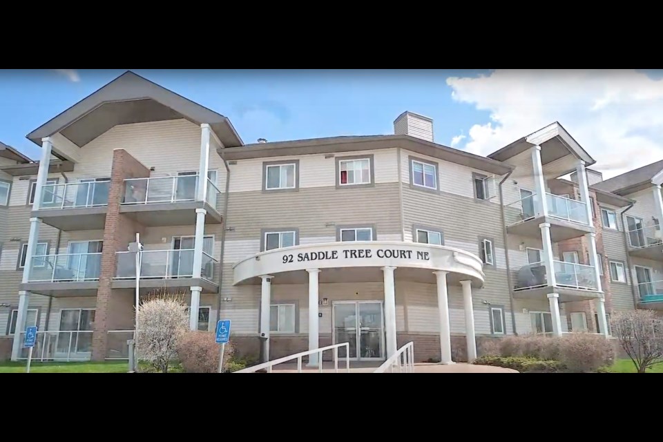 A two-bedroom, two-bath condominium in Saddletree Court, NE, Calgary, was listed in mid-October at $159,900, one of many examples of a potential positive cash-flow rental property in the city. | Ramia Lalfria, Real Broker, Calgary