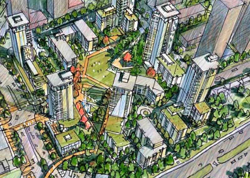 Latest iteration of Wesgroup’s plan for the 14.8-acre site. |Rendering Submitted 