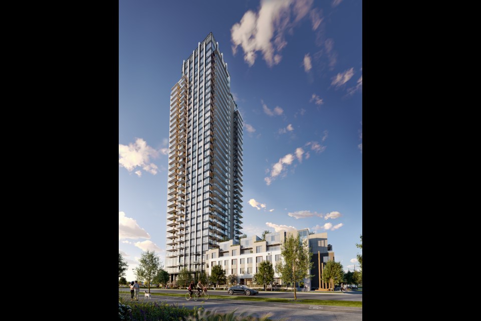 Debut is a 36-storey condo tower with 318 homes in a mix of apartments and townhomes. | Beedie Living

