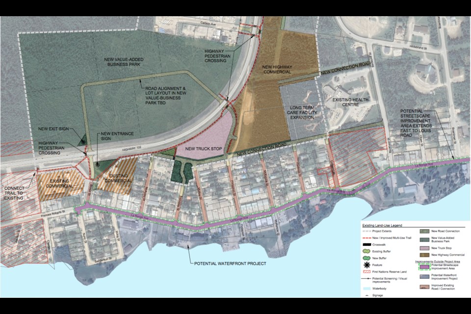 The first phase of the Highway 102 Economic Corridor Master Plan includes new highway commercial development.