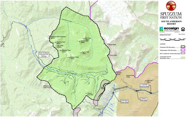 A map shows the area proposed for the South Anderson all-season resort.