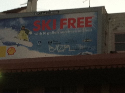 Ski Free, the Shell offer on a San Francisco billboard.