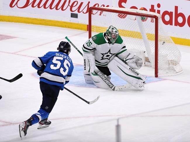 Scheifele scores 21 seconds into OT to lift Jets to 3-2 win over Stars
